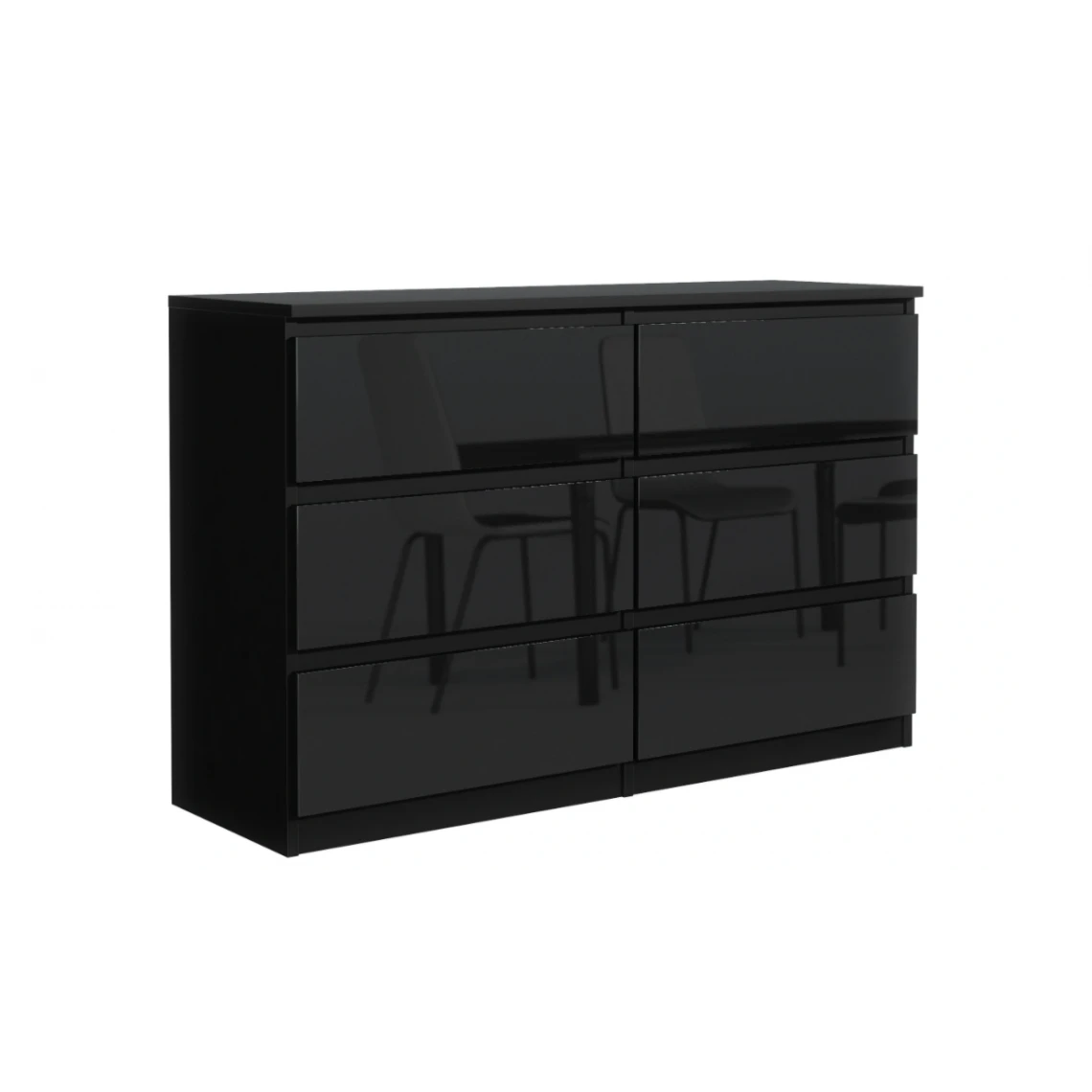 3xeLiving Commode DEMII Avec 6 Tiroirs En Noir/noir Brillant, 120 Cm – Image 2