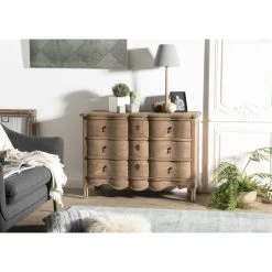 MACABANE Commode 3 Tiroirs Pin Vieilli