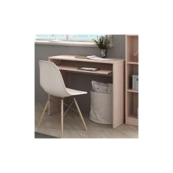 Dansmamaison Bureau Avec Tablette Coulissante Rose - DESKOU - L 90 X L 54 X H 79 Cm