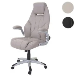 Mendler Chaise Fauteuil De Bureau HWC-A65, Chaise Pivotante, Similicuir ~ Taup...