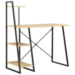VidaXL Bureau Avec Etagère Noir Et Chêne 102x50x117 Cm Table Ordinat...