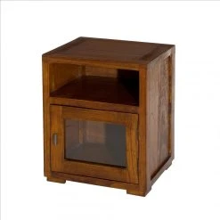 MACABANE Chevet 1 Niche 1 Porte Vitrée En Bois Mindi - Unique