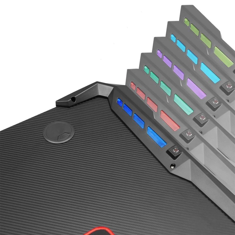 IDIMEX Bureau Gamer RUSH Avec éclairage LED, En Métal Noir Et Rouge – Image 3