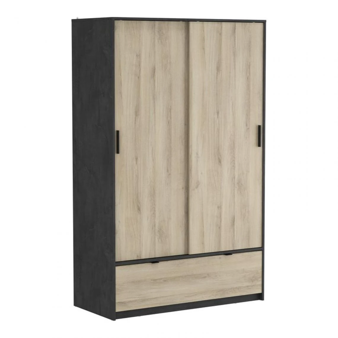 BUT Armoire 2 Portes Coulissantes L.120 Cm Imitation ChĂȘne Kronberg Et Ar... â Image 2