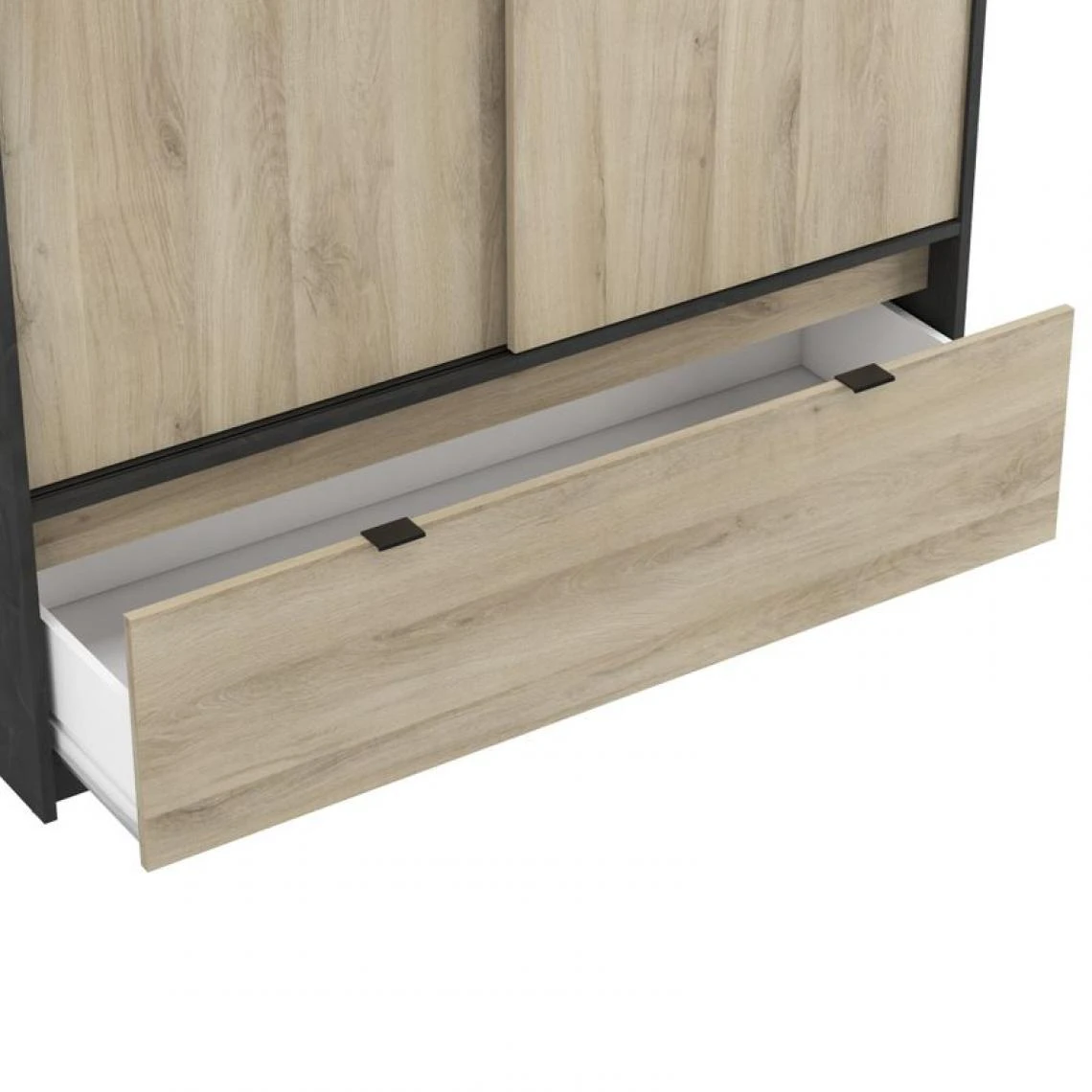 BUT Armoire 2 Portes Coulissantes L.120 Cm Imitation ChĂȘne Kronberg Et Ar... â Image 5