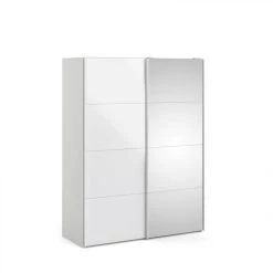 BUT Armoire 2 Portes Coulissantes L.150 Cm ELEGANCE MINI Blanc Et Blanc La...