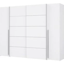 CSTORE Armoire - Blanc Mat - 2 Portes Battantes + 2 Portes Coulissantes - L ...