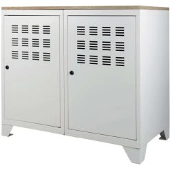 PIERRE HENRY Armoire De Rangement Métal 2 Portes Blanc Mat.