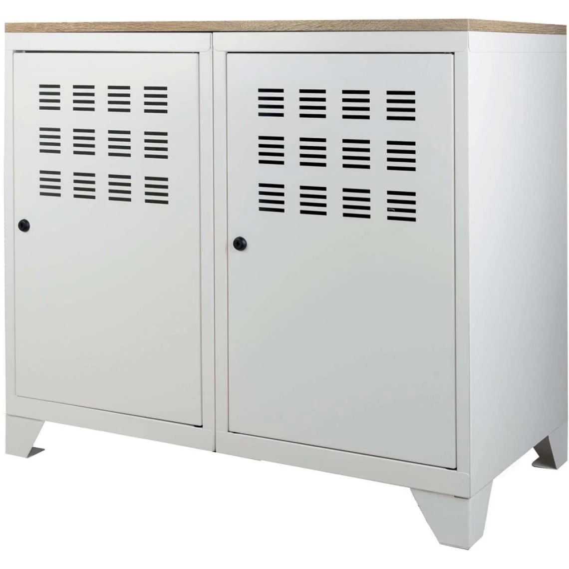 PIERRE HENRY Armoire De Rangement Métal 2 Portes Blanc Mat.