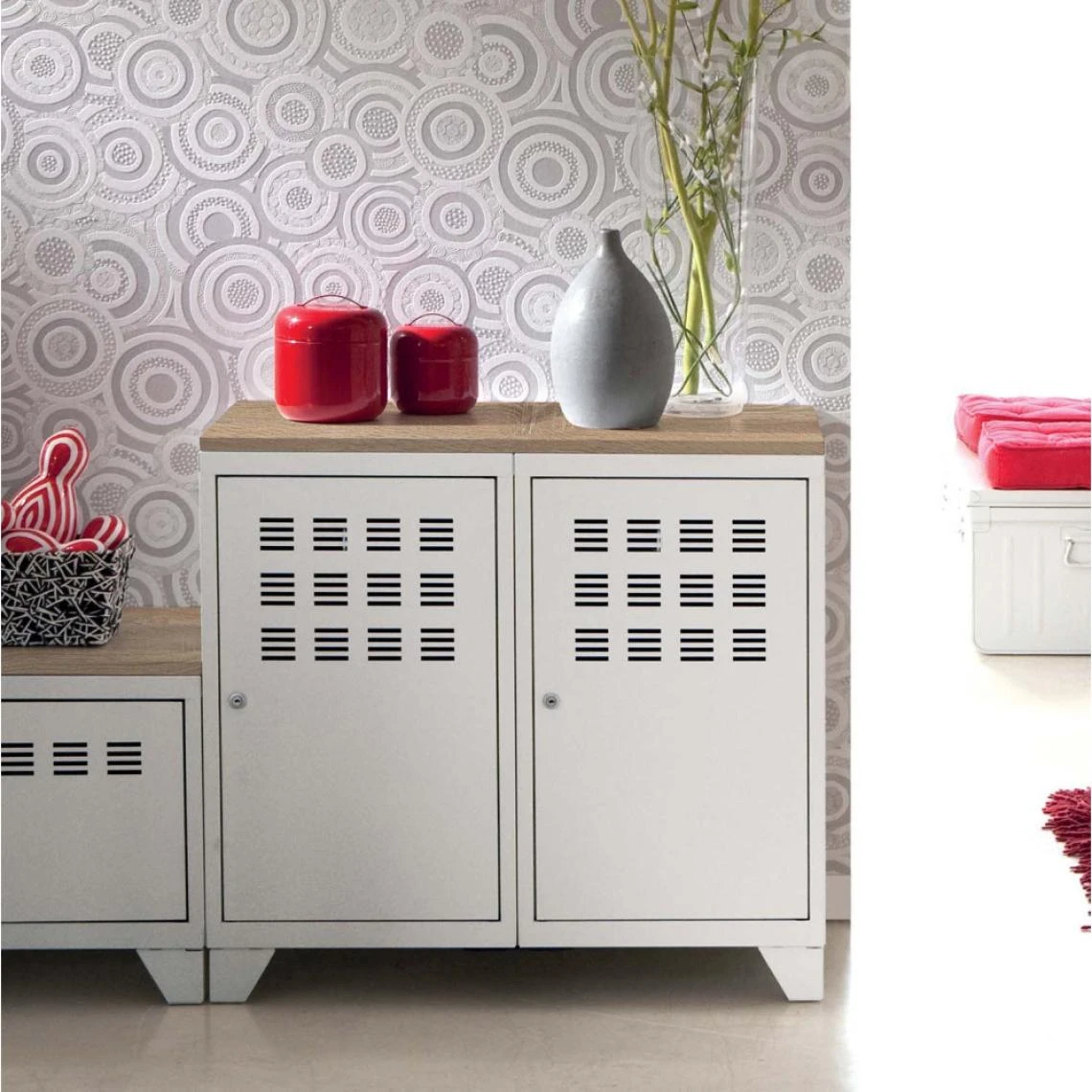 PIERRE HENRY Armoire De Rangement Métal 2 Portes Blanc Mat. – Image 2