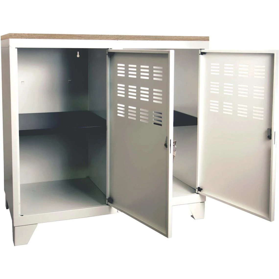 PIERRE HENRY Armoire De Rangement Métal 2 Portes Blanc Mat. – Image 3