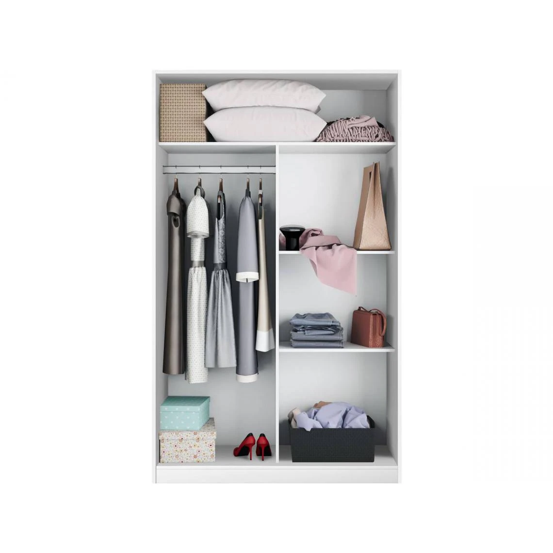 Habitat Et Jardin Armoire Max - 2 Portes Coulissantes - 200 X 120 X 50 Cm - Blanc – Image 4