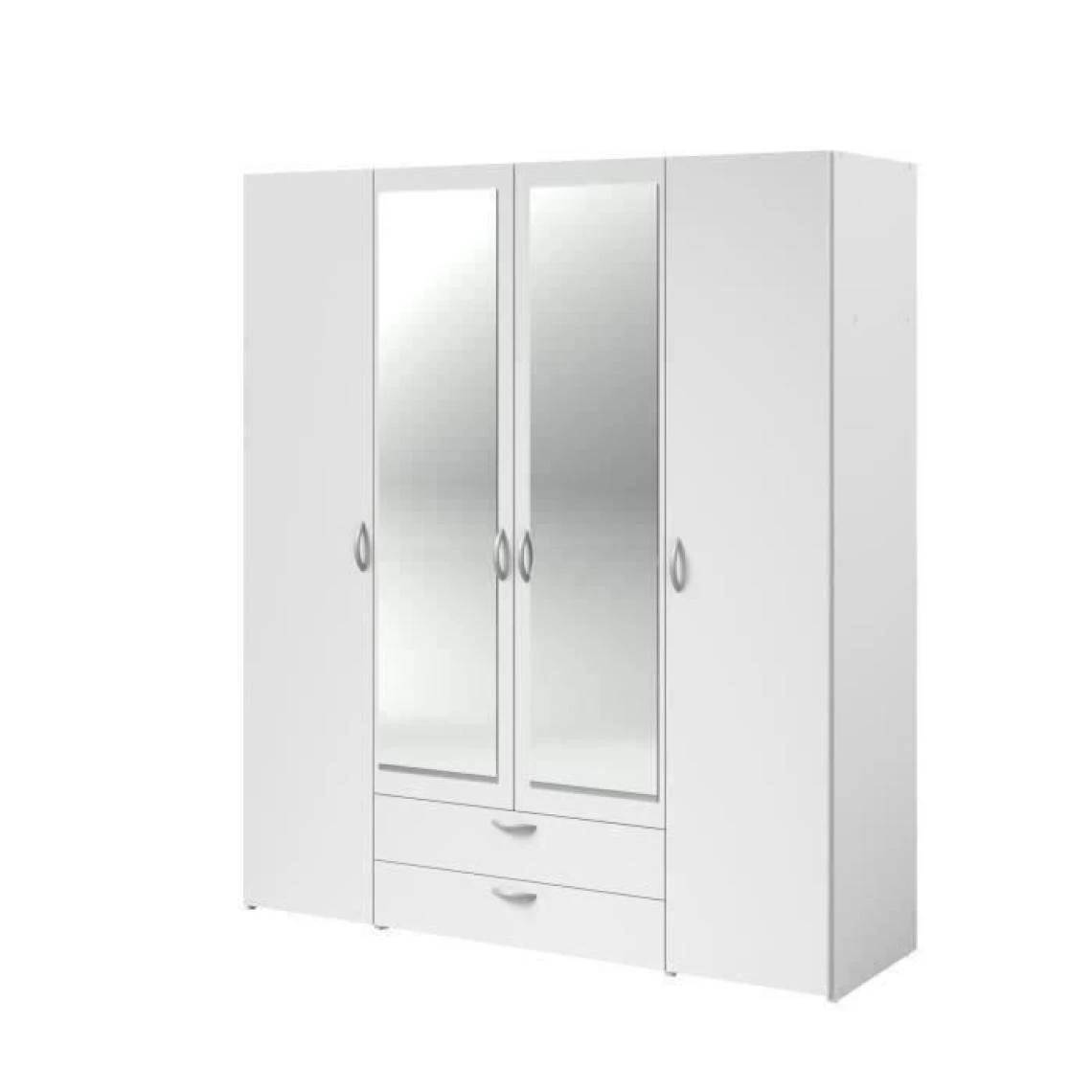 Parisot Armoire VARIA - Décor Blanc - 4 Portes Battantes + 2 Miroirs + 2 Tiro...