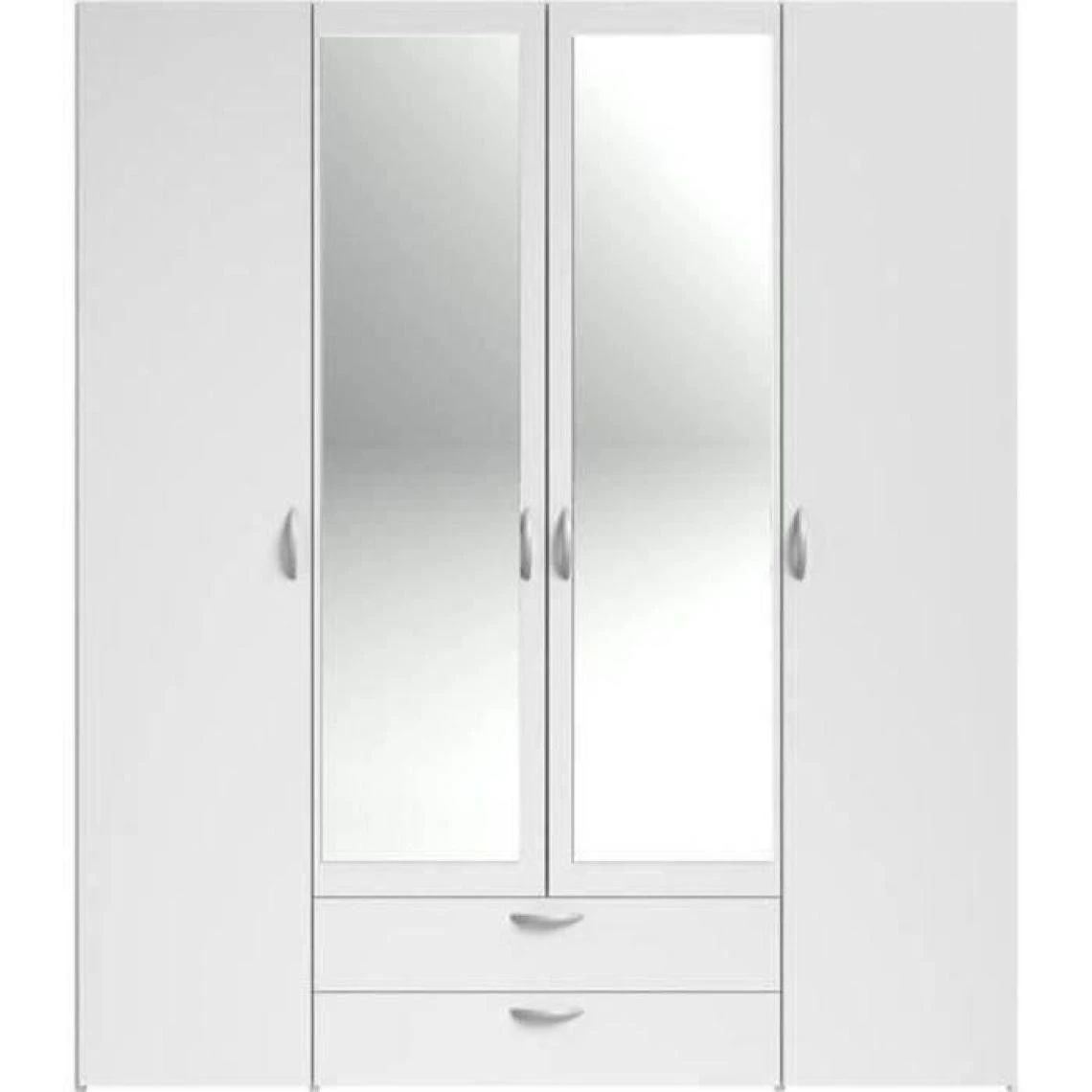 Parisot Armoire VARIA - Décor Blanc - 4 Portes Battantes + 2 Miroirs + 2 Tiro... – Image 5