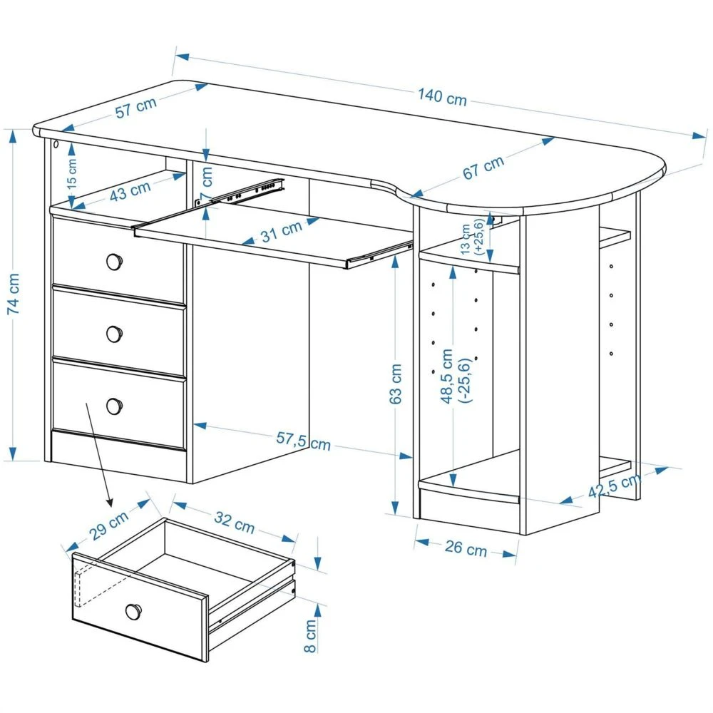 IDIMEX Bureau En Pin BOB, Vernis Naturel – Image 2