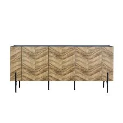 Unknown Buffet - Décor Noyer Et Noir - Pied En Métal Noir - 3 Portes - HARTL...