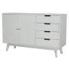 Pegane Buffet Meuble De Rangement En Bois De Paulownia Et MDF Coloris Blanc -...