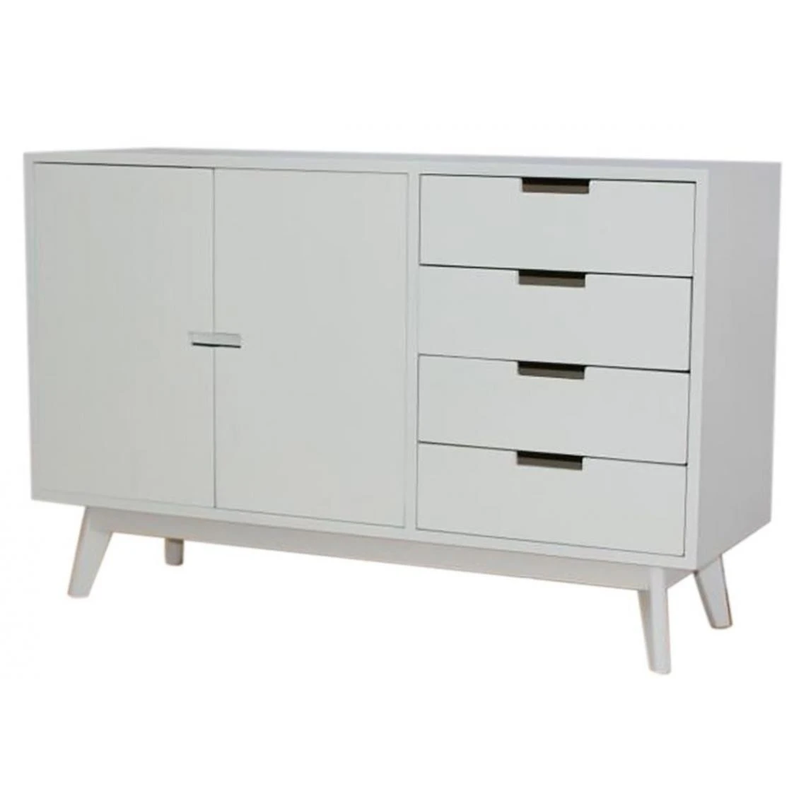 Pegane Buffet Meuble De Rangement En Bois De Paulownia Et MDF Coloris Blanc -...