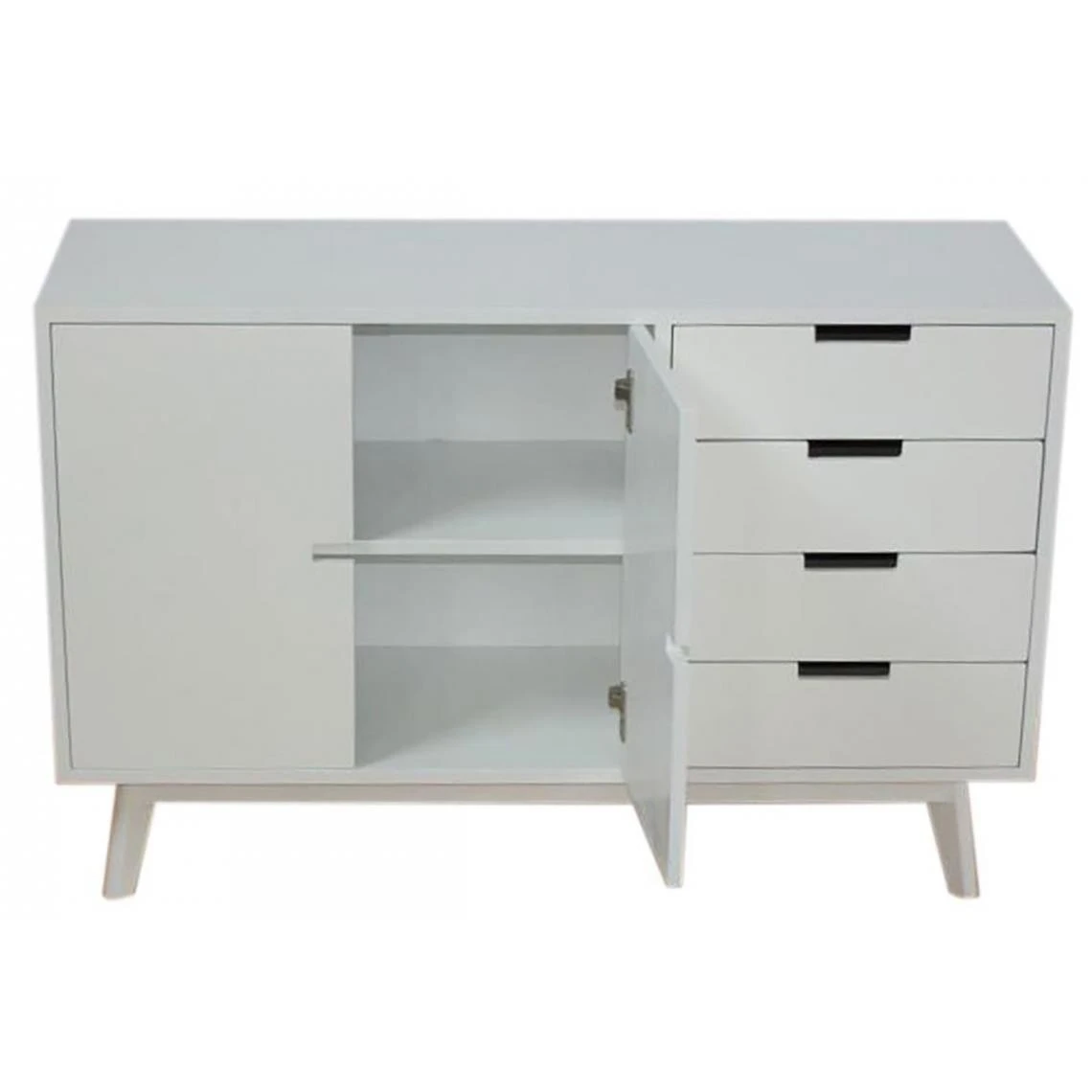 Pegane Buffet Meuble De Rangement En Bois De Paulownia Et MDF Coloris Blanc -... – Image 2
