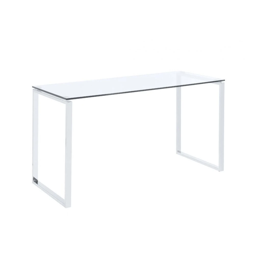 Vente-unique Bureau FREYA - Verre Trempé & Métal Chromé – Image 4