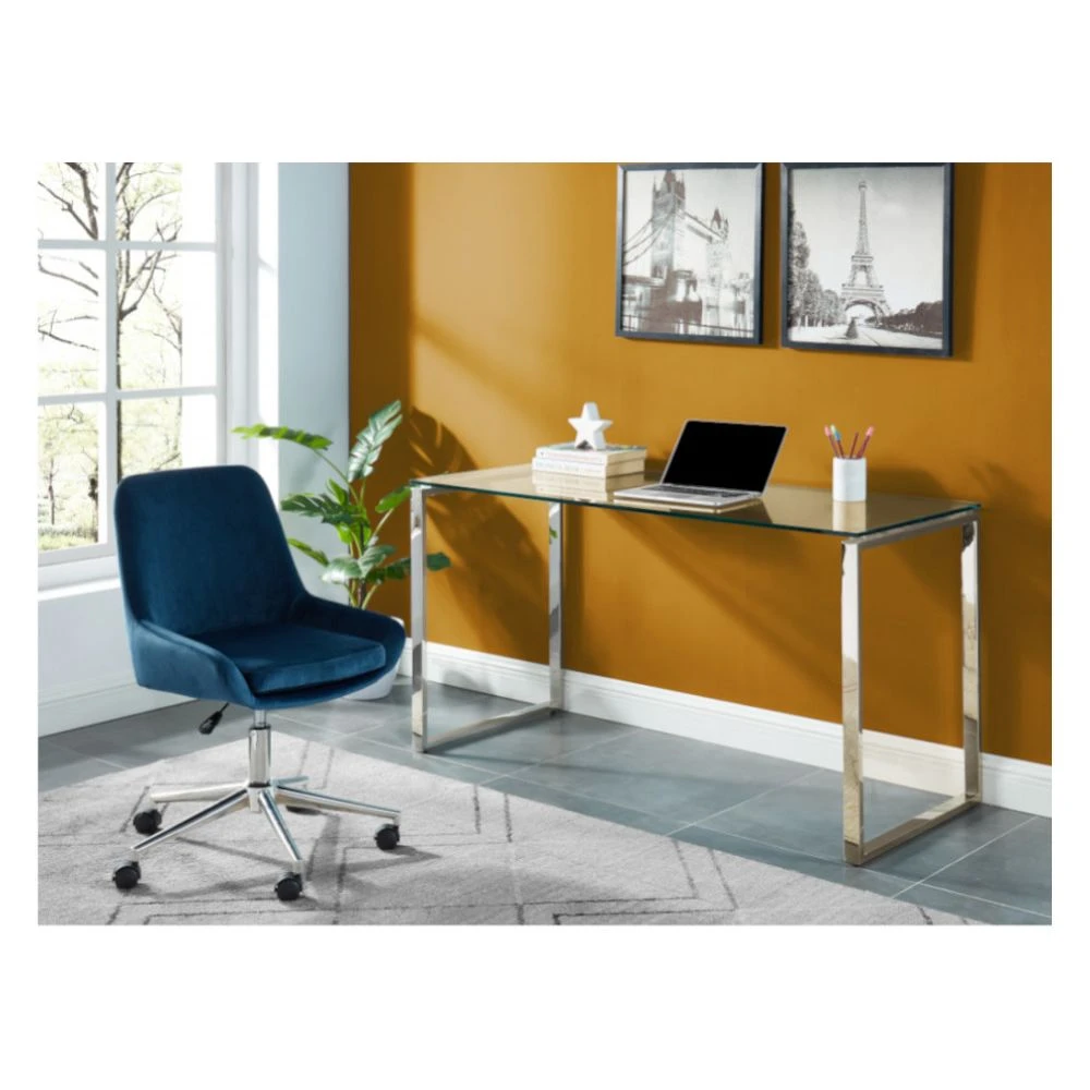 Vente-unique Bureau FREYA - Verre Trempé & Métal Chromé – Image 3