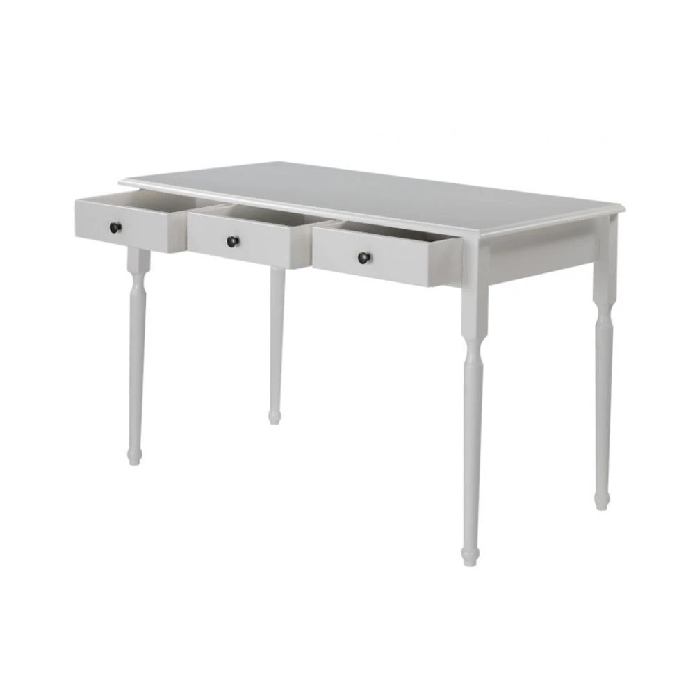 Vente-unique Bureau BABORD - 3 Tiroirs - Pin - Blanc – Image 5
