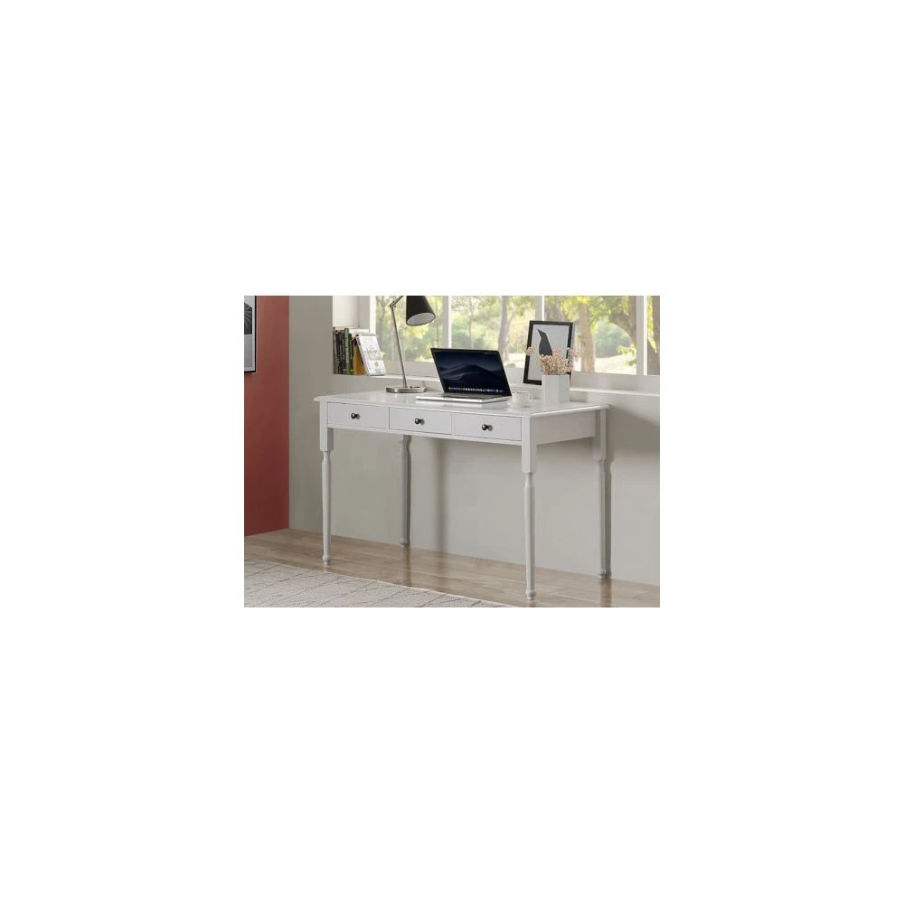 Vente-unique Bureau BABORD - 3 Tiroirs - Pin - Blanc