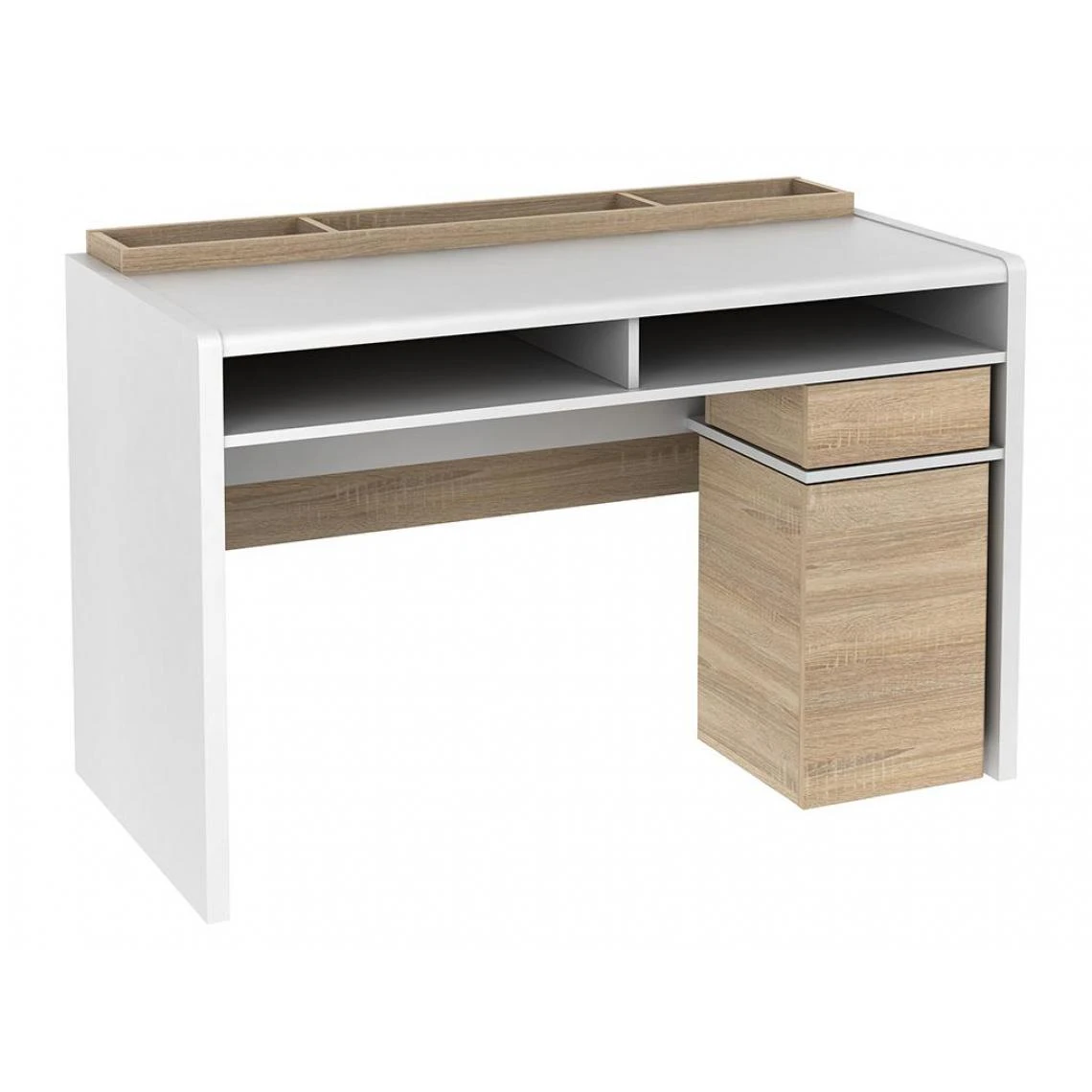 Vente-unique Bureau ASERRI Avec Rangements - Blanc Et Chêne – Image 4