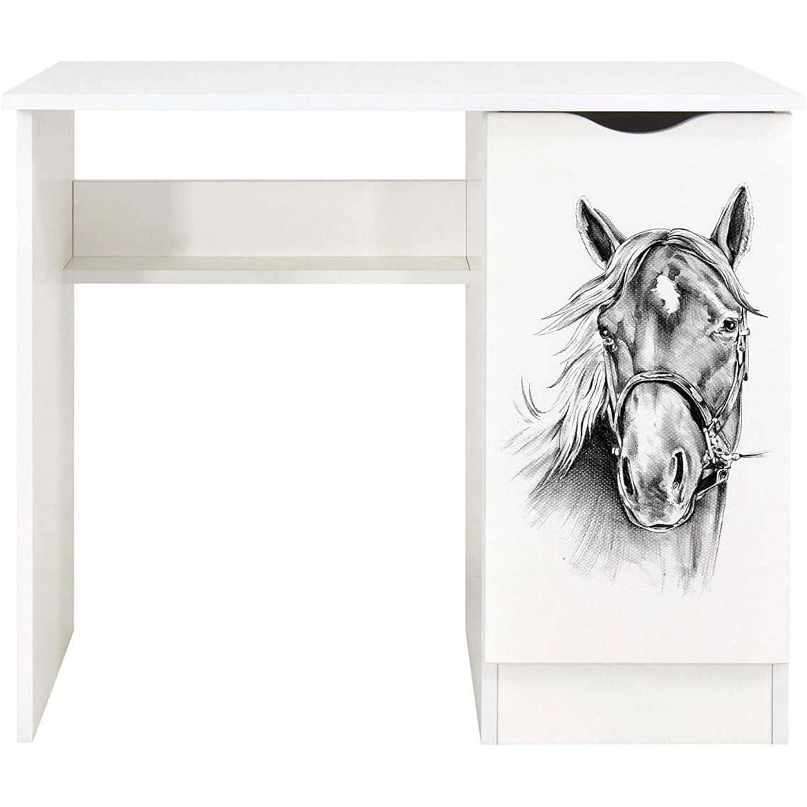 Leomark Bureau Blanc Avec étagère ROMA - Cheval