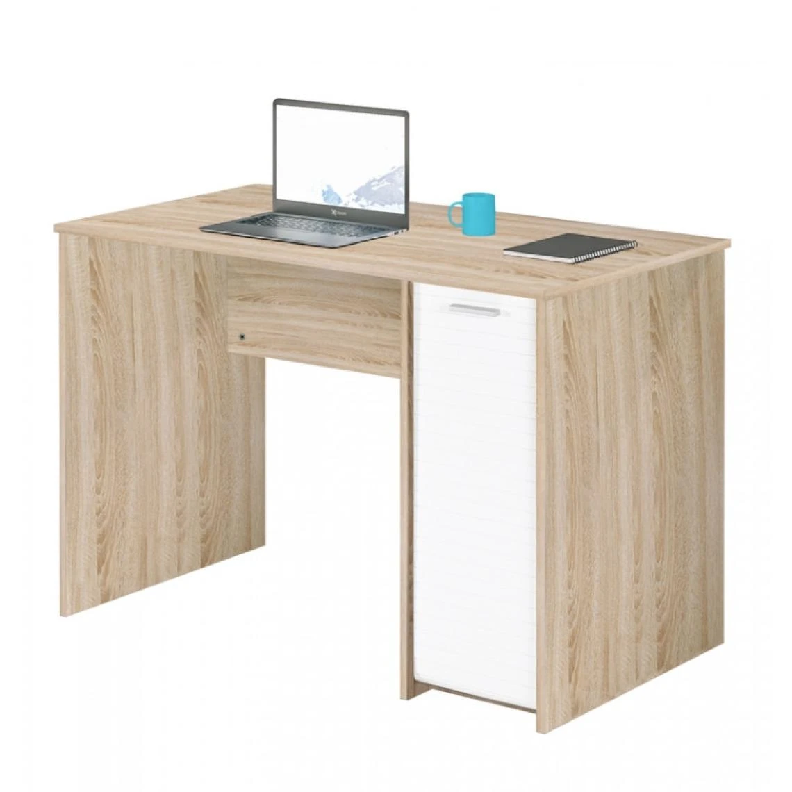 Simmob Bureau ChĂȘne Naturel Et Blanc 1 Caisson â Image 3