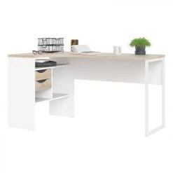 BUT Bureau D'angle ALKOR Imitation Chêne Clair/blanc