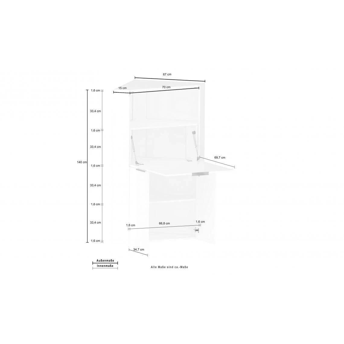 ALTER Bureau D'angle Avec Plateau Caché, Made In Italy, Armoire Avec étag?... – Image 2