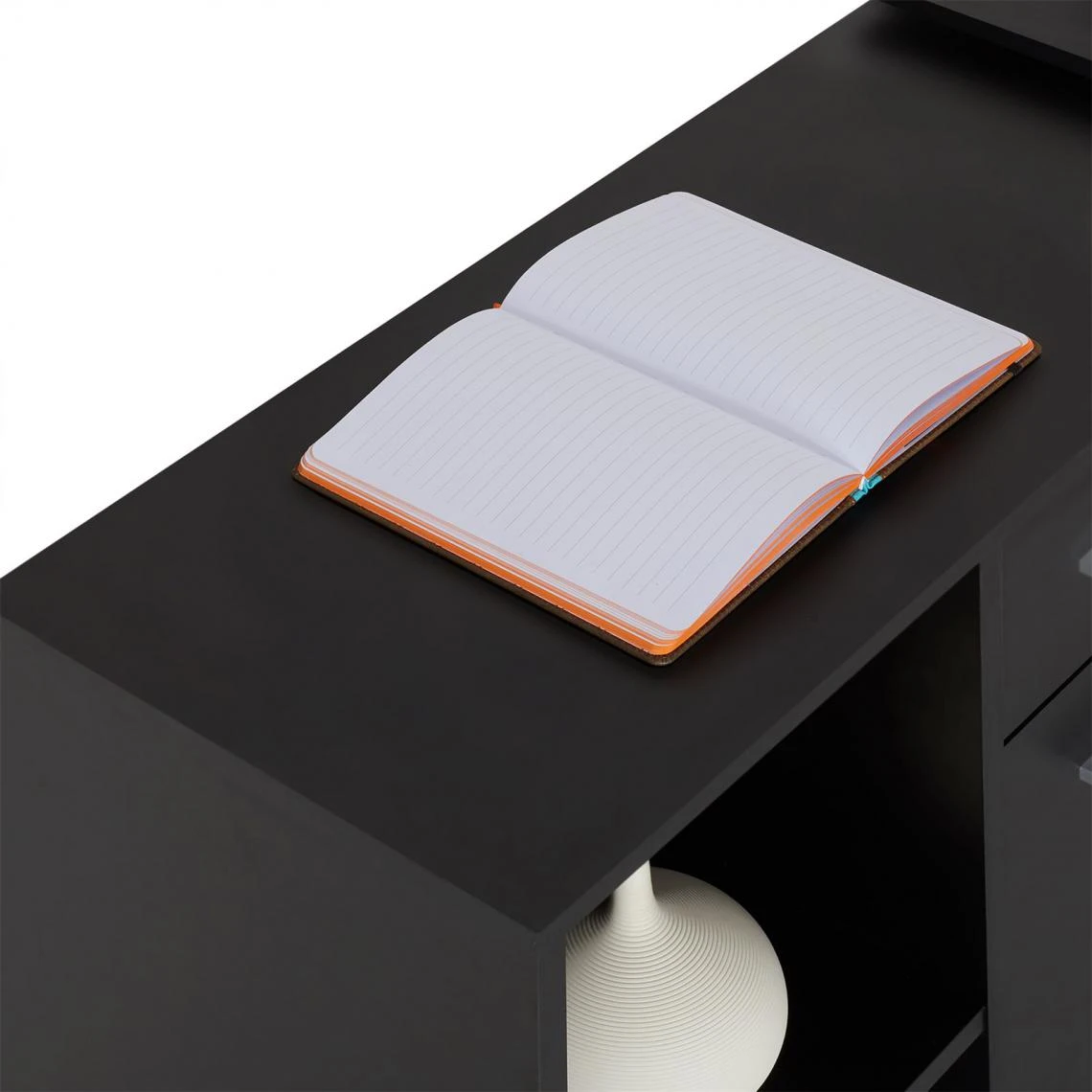 IDIMEX Bureau D'angle CARMEN Avec Meuble De Rangement, Décor Noir Mat – Image 3