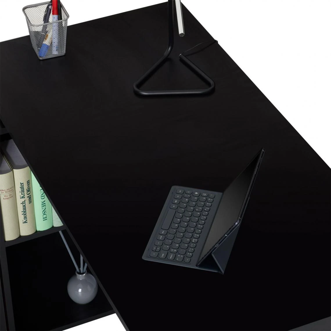 IDIMEX Bureau D'angle CARMEN Avec Meuble De Rangement, Décor Noir Mat – Image 4