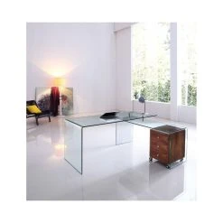 Meubler Design Bureau Design En Verre Avec Retour Et Caisson Ora