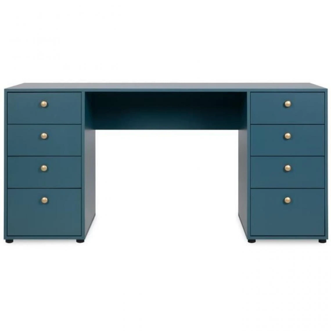 SANS MARQUE Bureau Droit Avec 8 Tiroirs - Bleu Petrole - 160 X 67 X 75 Cm - Pop Co... – Image 3