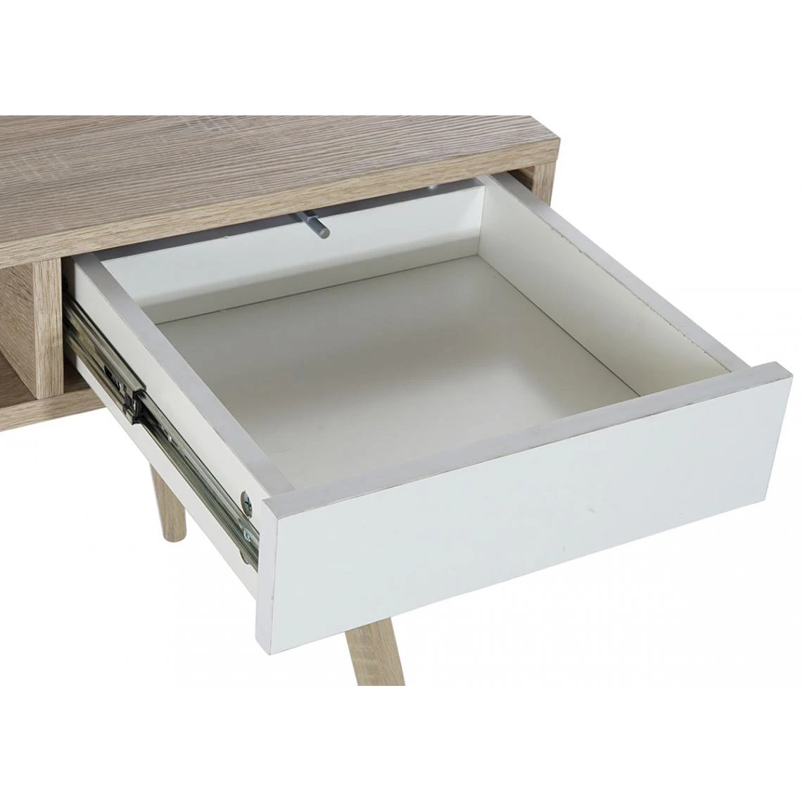Pegane Bureau En MDF Naturel / Blanc Et Métal - Longueur 120 X Hauteur 74.5 ... – Image 3