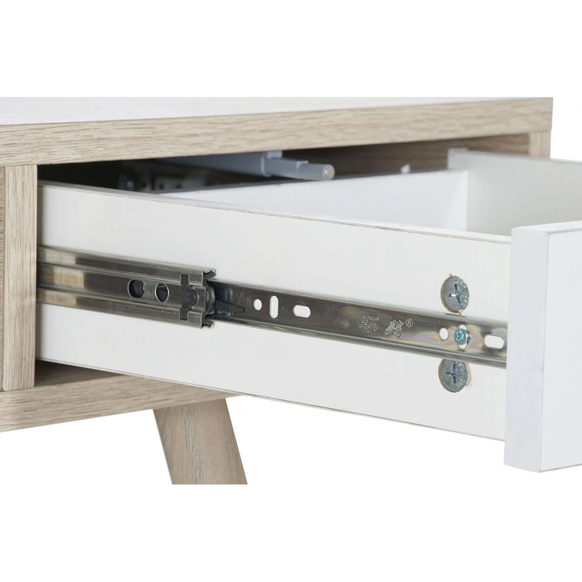Pegane Bureau En MDF Naturel / Blanc Et Métal - Longueur 120 X Hauteur 74.5 ... – Image 4