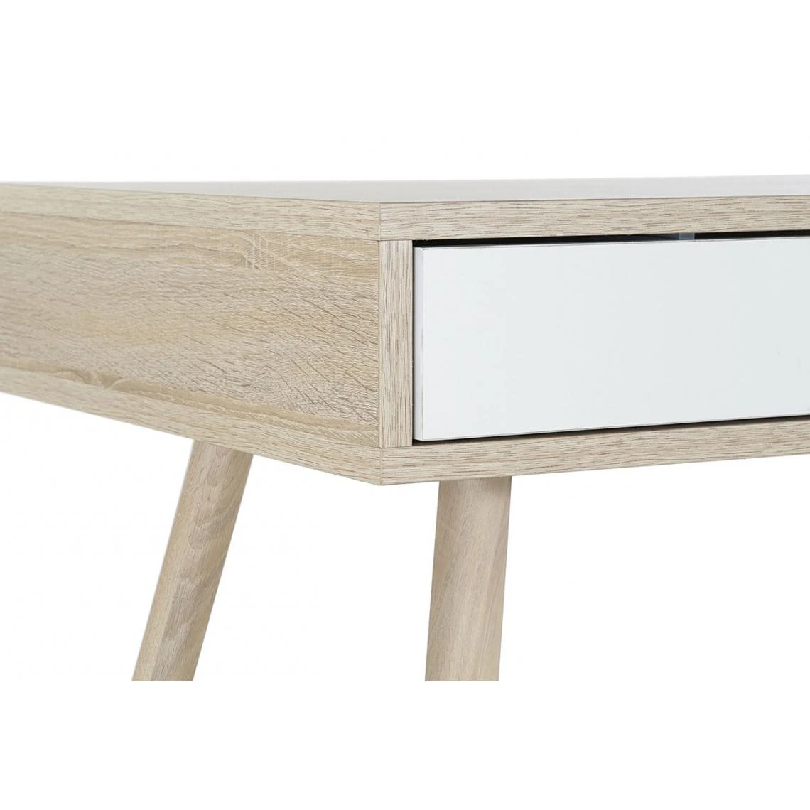 Pegane Bureau En MDF Naturel / Blanc Et Métal - Longueur 120 X Hauteur 74.5 ... – Image 5