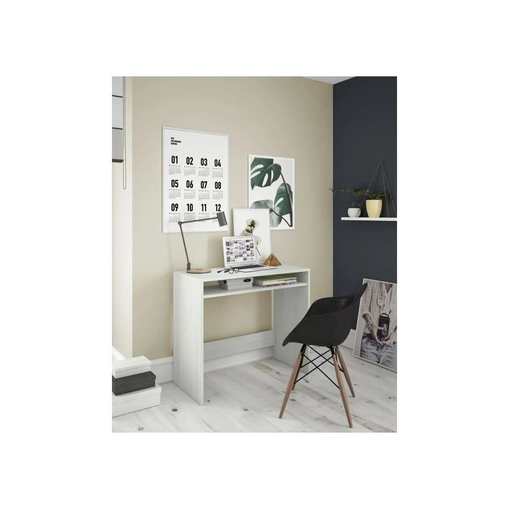 Marque Generique Bureau Finition Blanc Artik, étagere/niche Fiche Sous Plateau Dimensi... – Image 2