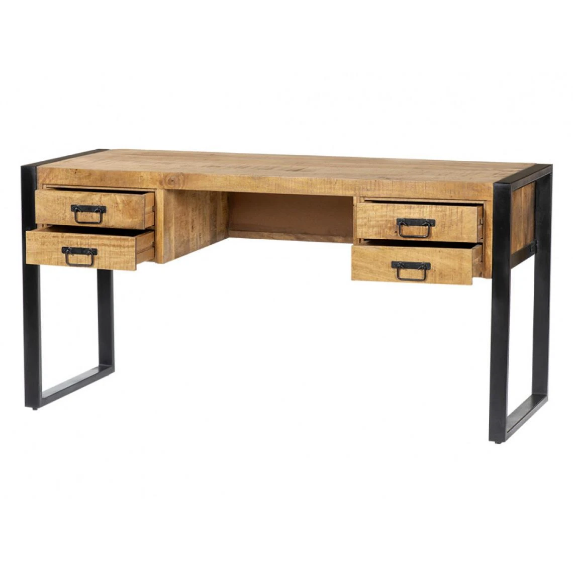 Vente-unique Bureau HARLEM - 4 Tiroirs - Bois De Manguier & Métal – Image 4