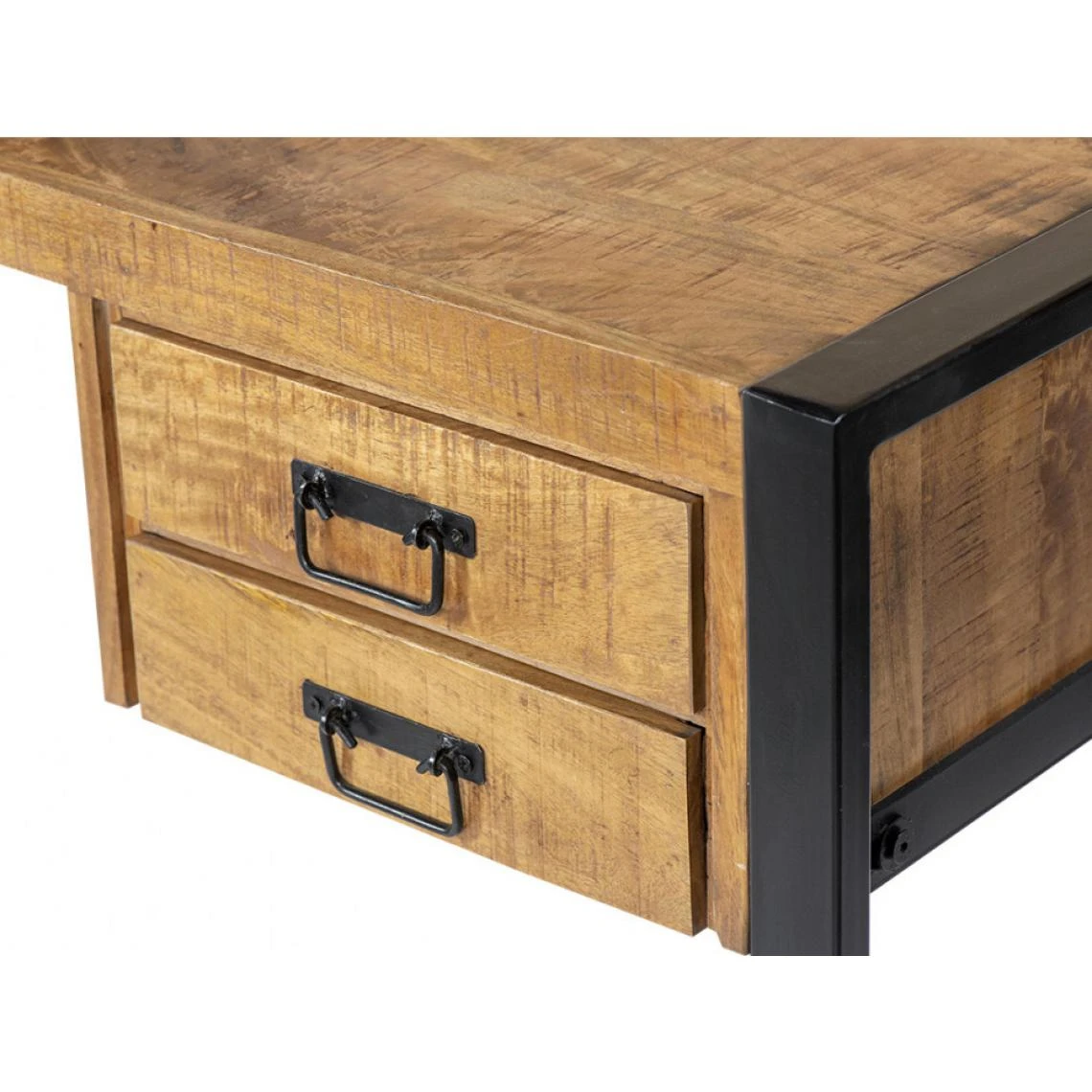 Vente-unique Bureau HARLEM - 4 Tiroirs - Bois De Manguier & Métal – Image 5