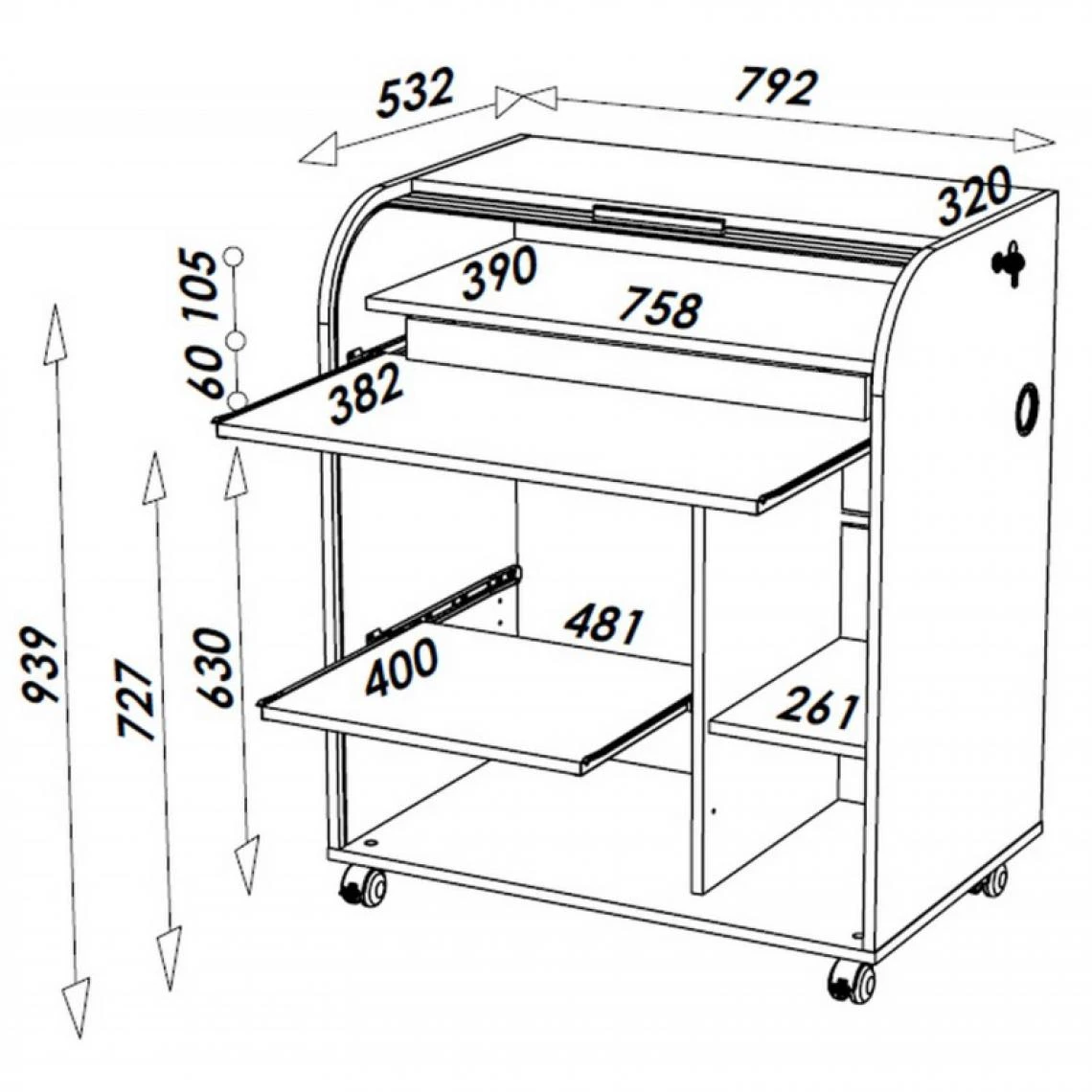 Simmob Bureau Informatique Chêne 1 Rideau - Coloris: Chêne Naturel – Image 4