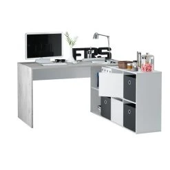 Usinestreet Bureau MARION Avec Caissons Multipositions - Blanc / Béton