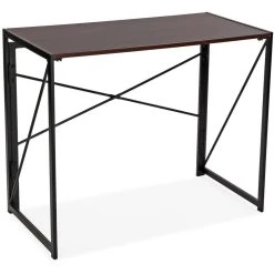 Versa Bureau Pliable En Métal Et Bois Noir.