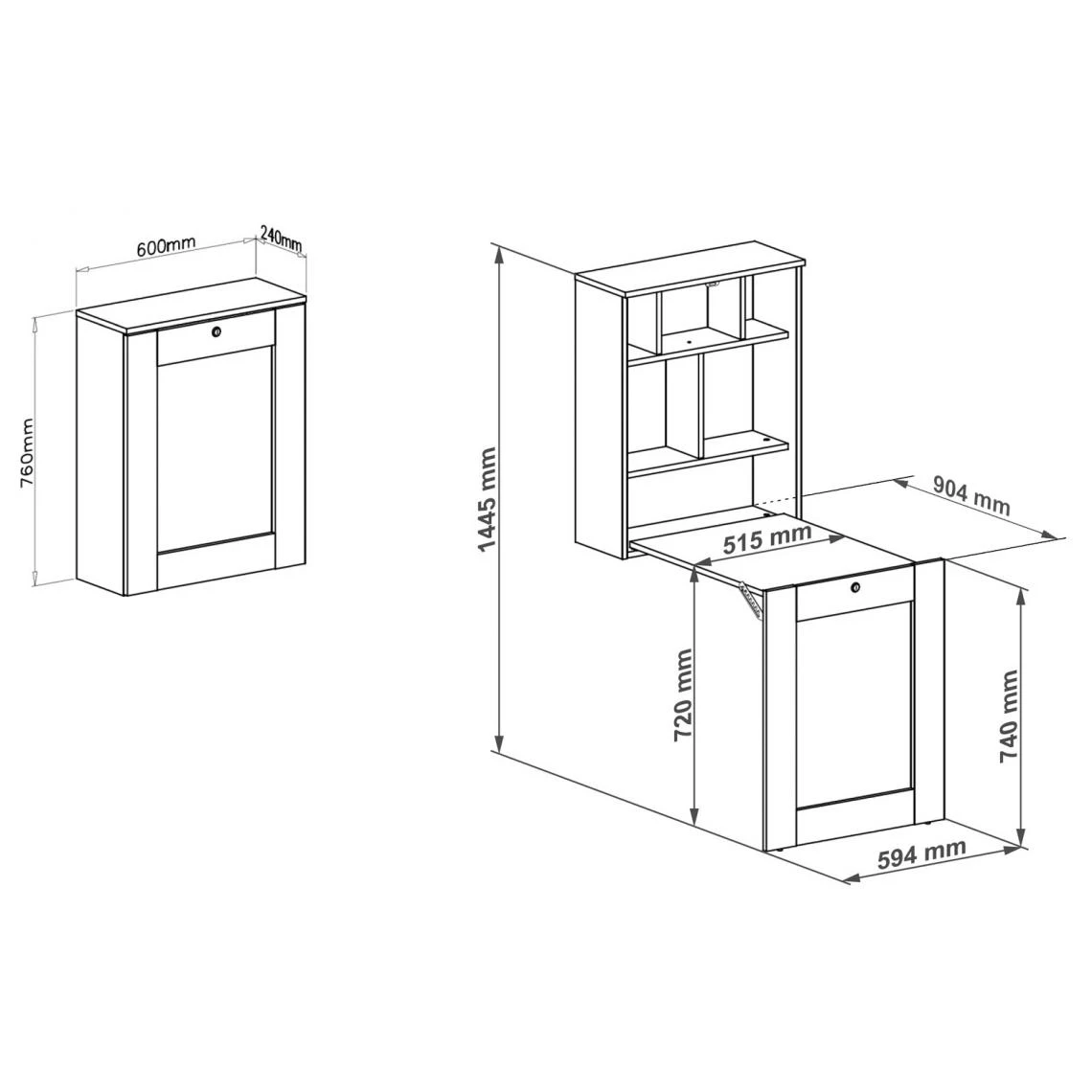 Bim Furniture Bureau Pliable TILT Table Murale Pour Ordinateur Sonoma Chêne – Image 5