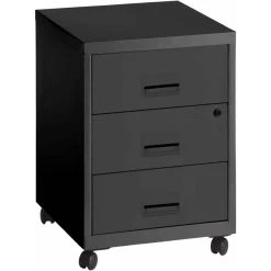 PIERRE HENRY Caisson De Rangement 3 Tiroirs En Acier Sur Roulettes Anthracite.
