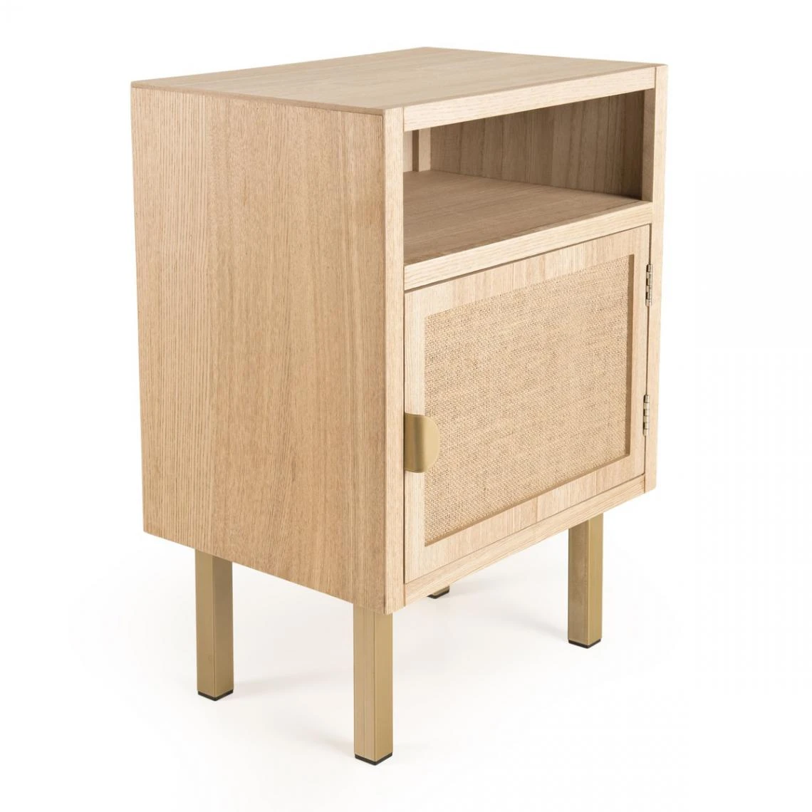 MACABANE Chevet ALINE 1 Niche 1 Porte Toile De Jute Pieds Métal Doré – Image 15