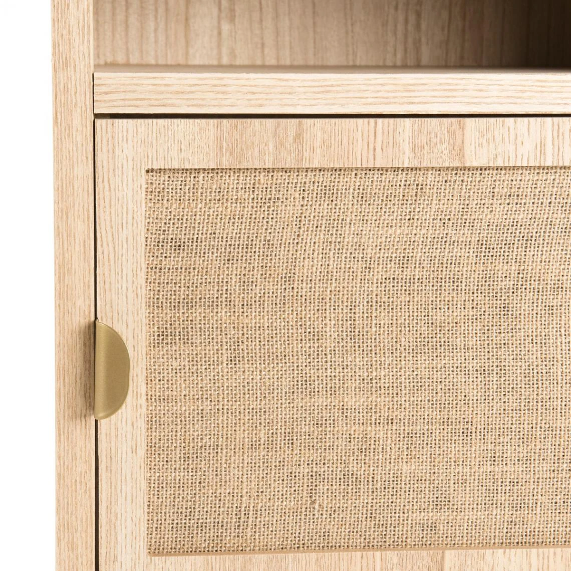 MACABANE Chevet ALINE 1 Niche 1 Porte Toile De Jute Pieds Métal Doré – Image 18