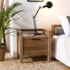 MACABANE Chevet ANDRIAN 1 Tiroir Bois Pin Recyclé